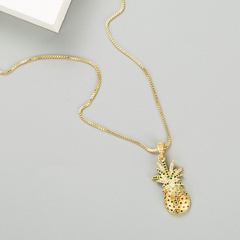 fruit pineapple shape pendant necklace female copper plated micro-inlaid color zircon clavicle chain
