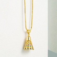European and American copper gold-plated inlaid color zircon bell pendant necklace