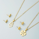 Fashion titanium steel geometric heartshaped flower pendant necklace earrings setpicture11