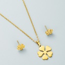 Fashion titanium steel geometric heartshaped flower pendant necklace earrings setpicture12