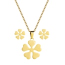 Fashion titanium steel geometric heartshaped flower pendant necklace earrings setpicture14