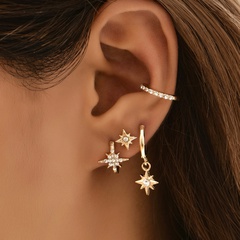 fashion personality full diamond star pendant earrings