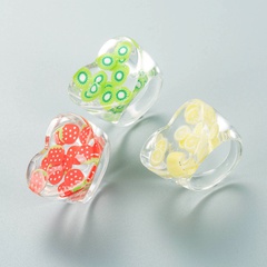 2021 new design transparent resin fruit heart-shaped ring style heart-shaped ring
