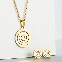 creative geometric heart-shaped circle necklace earrings set titanium steel jewelry