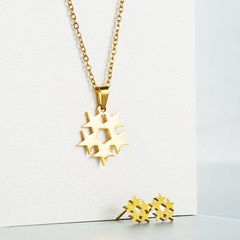 sun flower pendant necklace earrings set fashion trendy titanium steel necklace