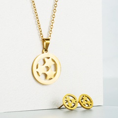 Fashion Titanium Steel Geometric Shape Love Necklace Earring Set