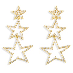 fashion exaggerated five-pointed star big earrings zircon earrings hollow earrings