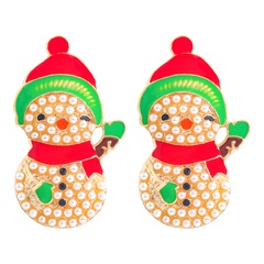 Christmas day earrings fashion new trend line alloy rhinestone shiny cartoon earrings