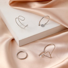 Korean fashion metal geometric hollow set adjustable geometric ring design sense