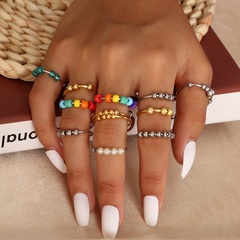 cross-border new rainbow ring European and American foreign trade jewelry color rice bead ring