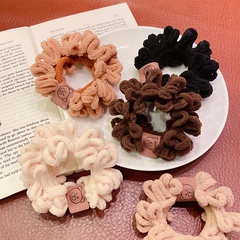 Korean Style Autumn and Winter Pleated Large Intestine Hair Ring Imitation Phone Coil Female Hair Band for Girls Rubber Band Patch Bear Hair Rope Hair Accessories