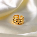 Europischer und amerikanischer 18K vergoldeter Edelstahl 5 schwarze Diamanten dreilagiger offener Ring Modeschmuckpicture8