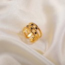 Europischer und amerikanischer 18K vergoldeter Edelstahl 5 schwarze Diamanten dreilagiger offener Ring Modeschmuckpicture9