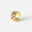 Europischer und amerikanischer 18K vergoldeter Edelstahl 5 schwarze Diamanten dreilagiger offener Ring Modeschmuckpicture11
