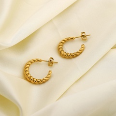 INS nuevo 18K chapado en oro en forma de C pendientes de acero inoxidable joyería moda geométrica titanio Acero de las mujeres pendientes de oro ornamento