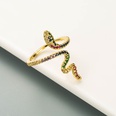 European and American crossborder fashion creative copper goldplated inlaid colored zircon snakeshaped ringpicture14