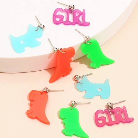 Korea fashion color dinosaur shape multi-piece combination earrings's discount tags