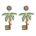 European forest coconut tree creative plant earrings alloy diamond shiny accessories earringspicture18