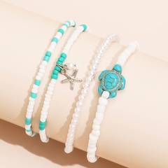 fashion turquoise turtle imitation pearl rice bead combination handmade beaded bracelet