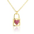 new inlaid zirconium heartshaped lock necklace heart lock pendantpicture16