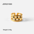 Europischer und amerikanischer 18K vergoldeter Edelstahl 5 schwarze Diamanten dreilagiger offener Ring Modeschmuckpicture12