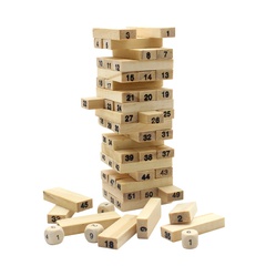 54 Stück gestapelte Hochbauklötze in Primärfarbe für Kinder kleine digitale Schichtstapel-Holzspielzeug