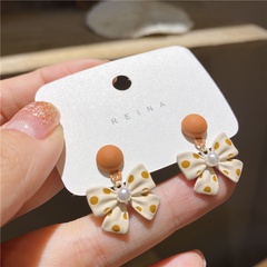 Silver Needle Korea 2021 new fashion autumn bow, exquisite temperament, high-end earrings earrings women