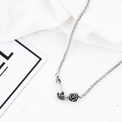 retro paper clip rose flower necklace fashion titanium steel clavicle chain wholesale