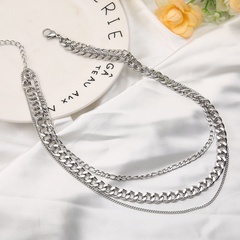 punk stainless steel multi-layer hollow chain necklace wholesale