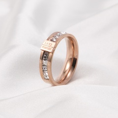 European and American cross-border titanium steel diamond foreverlove rose gold ring simple hand ornament ring