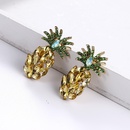 Europe and America Cross Border Supply Creative Alloy Diamond Studded Hollow Pineapple Shape Earrings Super Flash Earrings Female Factory Wholesalepicture12
