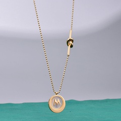 fashion round bead welding white shell chain M-shaped pendant necklace fashion clavicle chain female