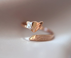 Korean Fashion Fashion Jewelry Open Rose Gold Tail Ring Pinky Titanium Steel Little Fox Ring