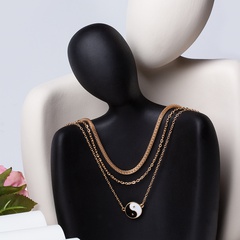 ethnic style oil dripping yin and yang thick chain three-layer necklace