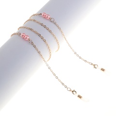 fashion simple pink pearl glasses chain