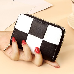 New 2021 Fashion Color Contrast Sheepskin Woven Expanding Card Holder Women's Small Multiple Card Slots ID Card Holder Color Matching Card Clamp