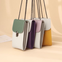 nouveau 2021 simple couleur contrastée en cuir diagonale petit sac à bandoulière sac pour téléphone portable