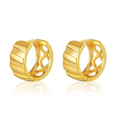retro brass plated 18K small ear buckle hollow mesh ear ring all-match foreign trade accessories