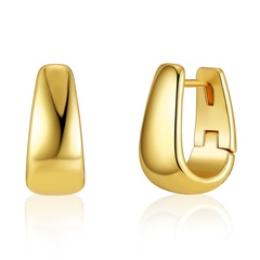 Cubo cuadrado oreja Clip europeo y americano cobre chapado 18K oro Real minimalista estilo oreja anillo gota de agua sensación elegante calidad pendientes moda