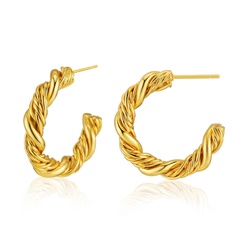European and American niche design earrings brass 18K real gold plated earrings twisted flower retro earrings