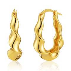 Brass 18K European and American creative geometric irregular wave shape water ripple fashion earrings