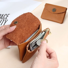 short leather wallet new first layer lychee grain cowhide coin bag retro ultra-thin mini coin purse