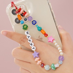 Simple acrylic happy letter mixed color beads glass beads five-pointed star beads mobile phone chain