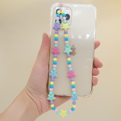 INS Bohème Acrylique Perles Pentagramme Perlé À La Main Anti-Perdu Lanière Simple Personnalité Mobile Charme de Téléphone