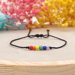 Trend Women's Fashion DIY Fashion Rainbow Bead Handmade Braided Rope Beaded Handmade Small Bracelet Female Accessories