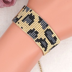 Nueva pulsera ancha con diseño de leopardo dorado de estilo étnico bohemio con cuentas de arroz Miyuki