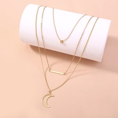European and American jewelry fashion simple five-pointed star moon necklace crescent multi-layer necklace