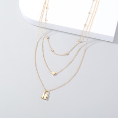 European and American retro fashion multi-layered simple heart lock pendant necklace wholesale