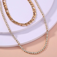 Fashionable and simple multi-layer diamond-studded thick chain stacking multi-layer necklace wholesale