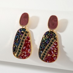 retro drop-shaped crystal geometric earrings European and American fashion exquisite earrings